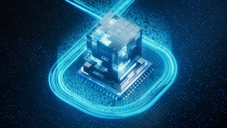 technology circuit board and core, 3d rendering