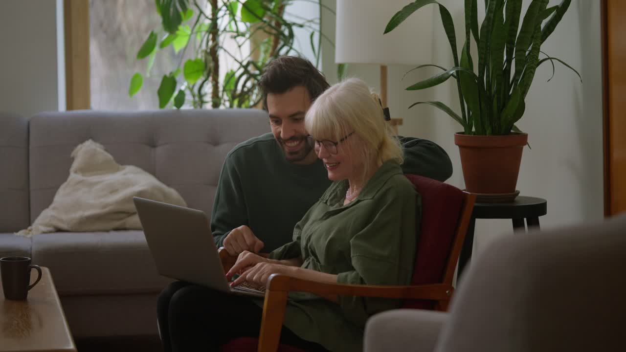 Generations connecting over technology at home