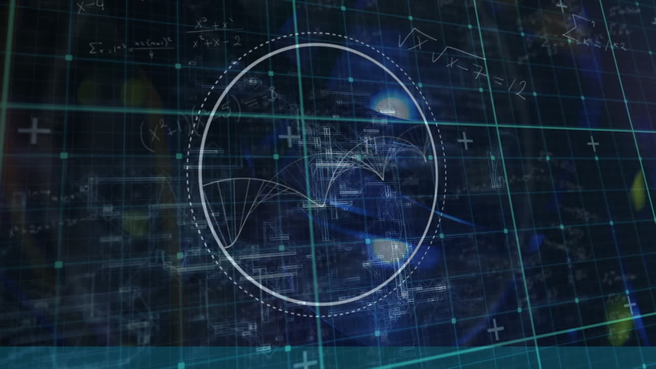animación del procesamiento de datos sobre el hilado de cadenas de adn
