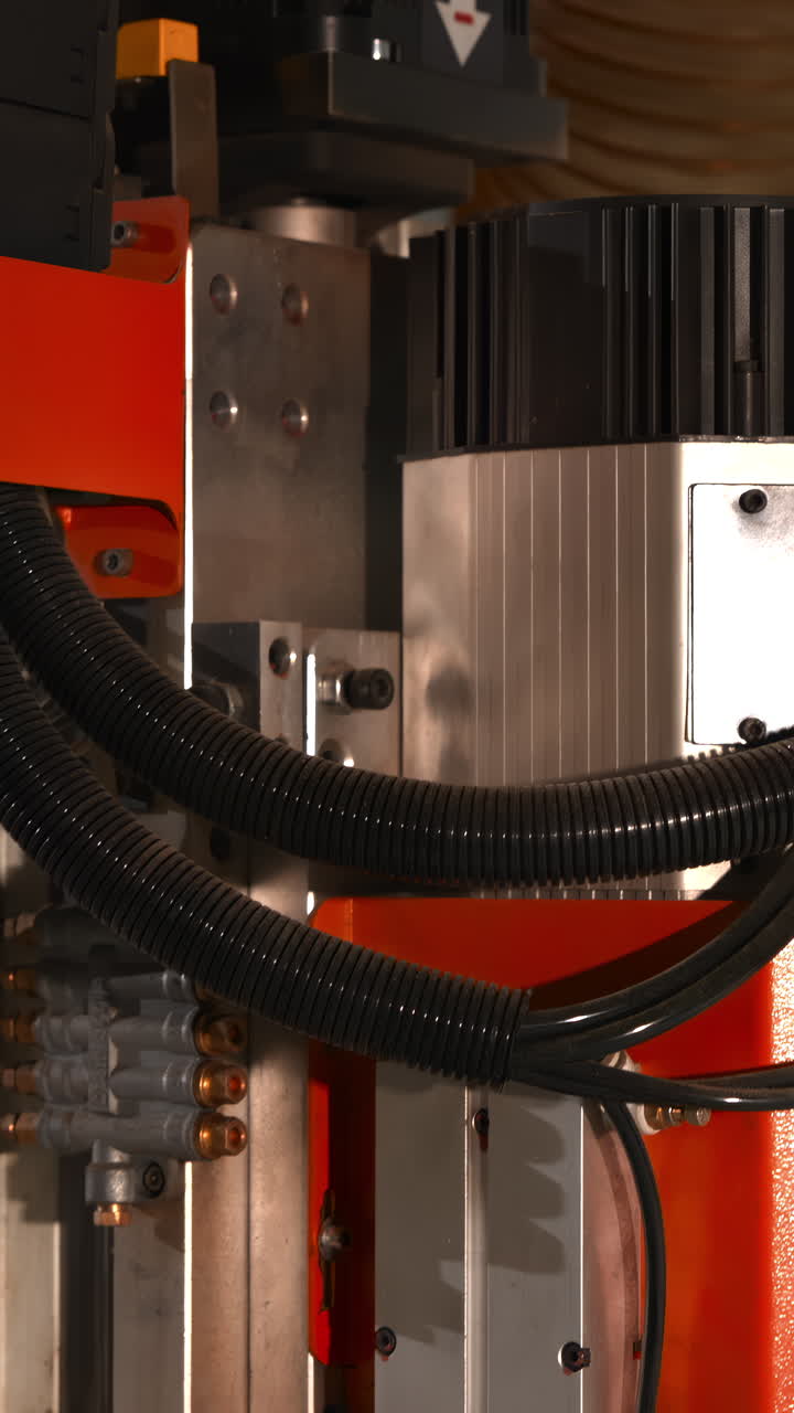 Closeup Spindle Assembly With Cable Harness And Vacuum Ducting, Motor Casing And Connectors Visible, Control . Media