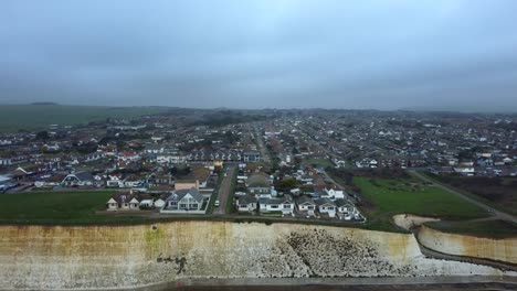 establishing shot peacehaven town near brighton on clifftop, england