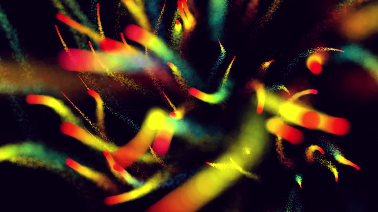 Magic particles form beatuful trails. Swirl structure. 3d render abstract colorful explosion with luma matte like alpha channel. Rainbow color explosion.