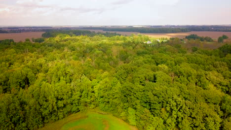 4k aerial footage of a field, forest, and farmland in ohio