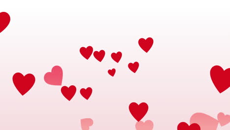 animación de iconos de corazón rojo flotando contra el espacio de copia en fondo blanco