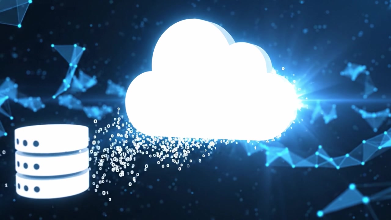 Visual Representation of Cloud Computing with Abstract Data Structures and Network Connections Depicting Modern Digital Solutions and Data Storage Technologies