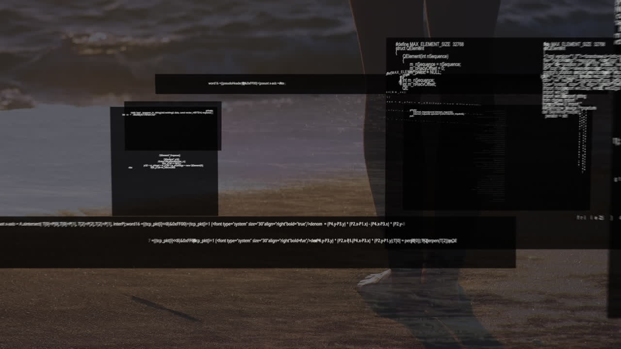 Animation of data processing over beach