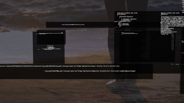 Animation of data processing over beach