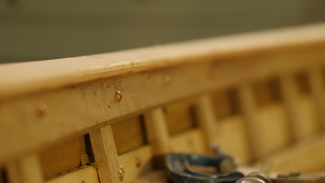 Detail of Covering Board on a Wooden Boat Hull
