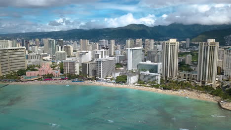 panoramic drone footage of waikiki beach on the island of oahu, hawaii