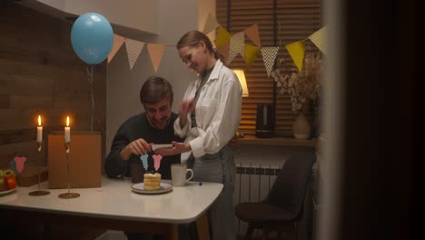 couple celebrating gender reveal party