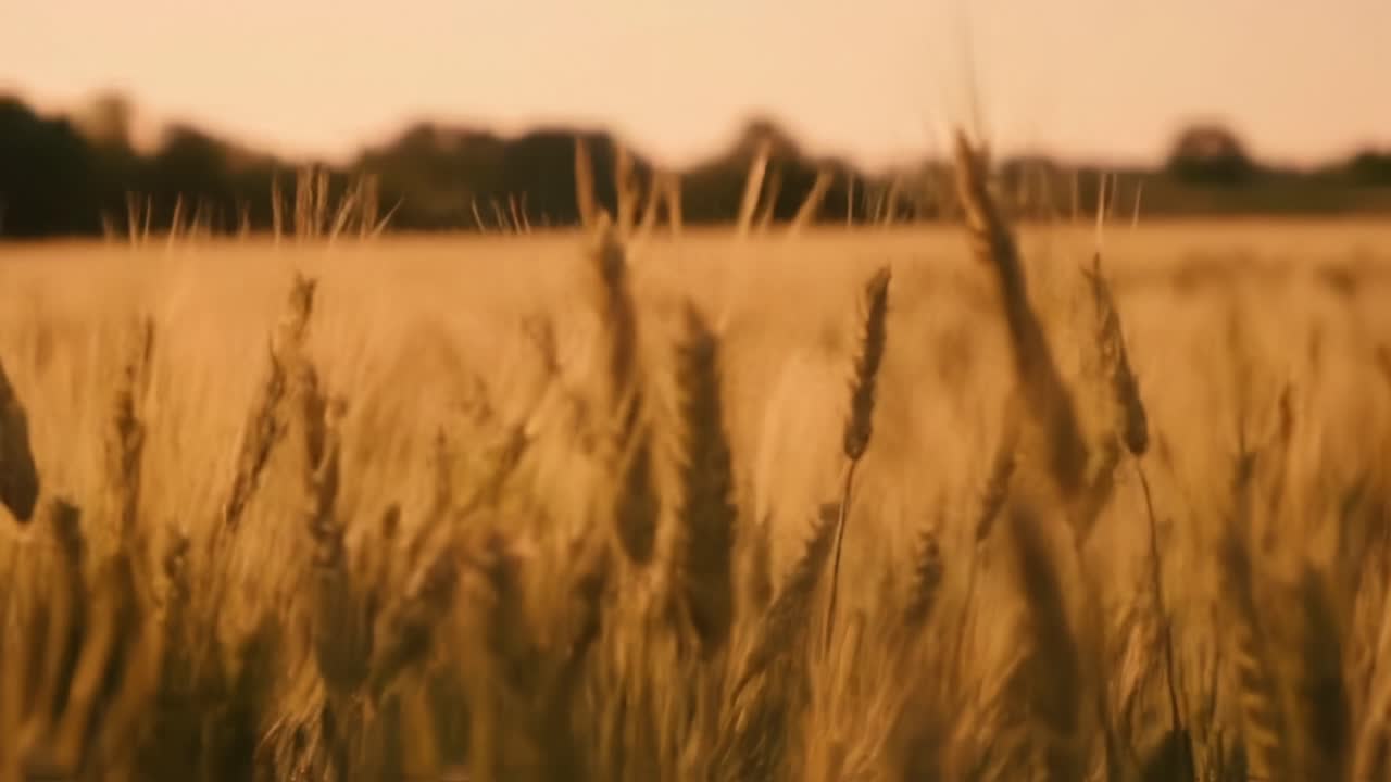 Golden Wheat Field at Sunset: A Serene Landscape Capturing the Beauty and Tranquility of Nature's Harvest Amidst the Warm Glow of Dusk