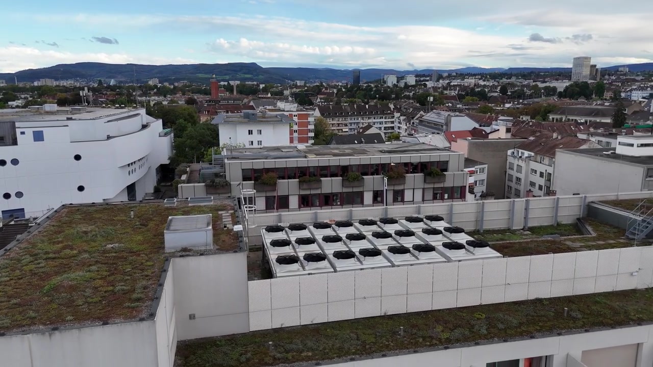 Panorama aereo di Basilea, Svizzera, nel cuore della città.
