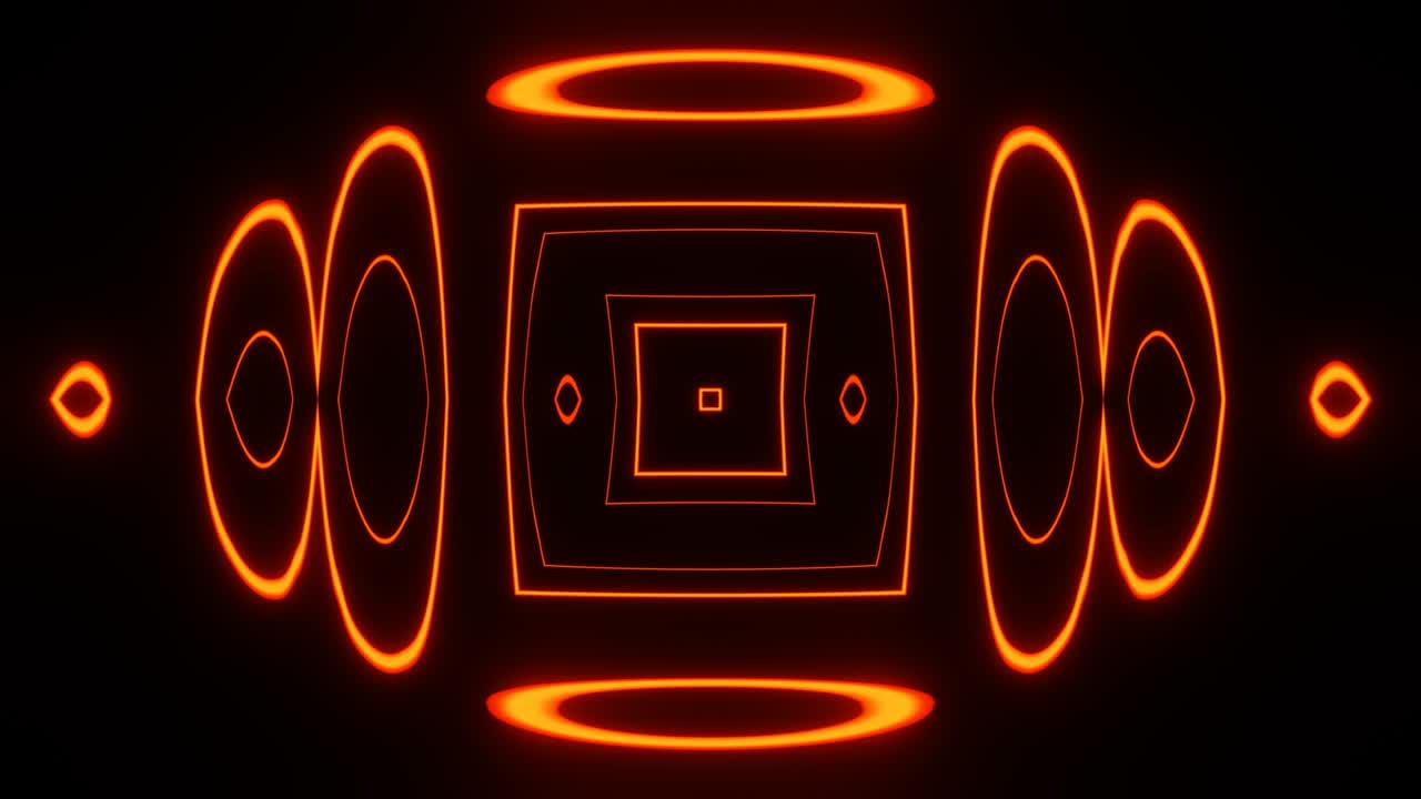 figura abstracta pulsante de neón naranja