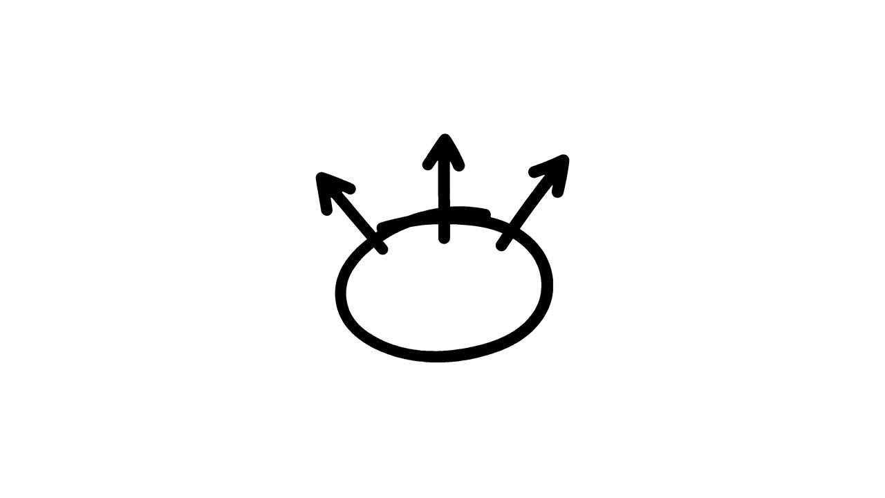 Hand-Drawn Animation of a Circle Forming with Outward Arrows