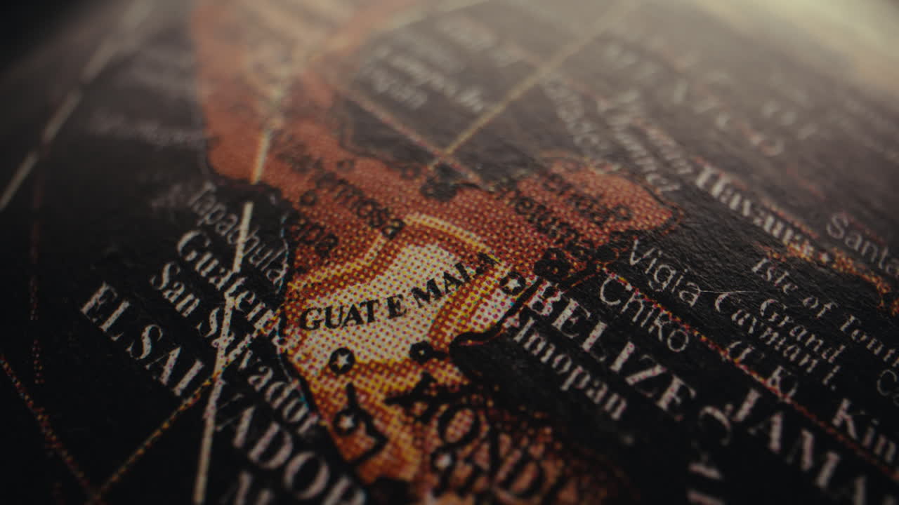 Close-up of a Central America map