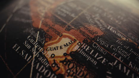 close-up of a central america map