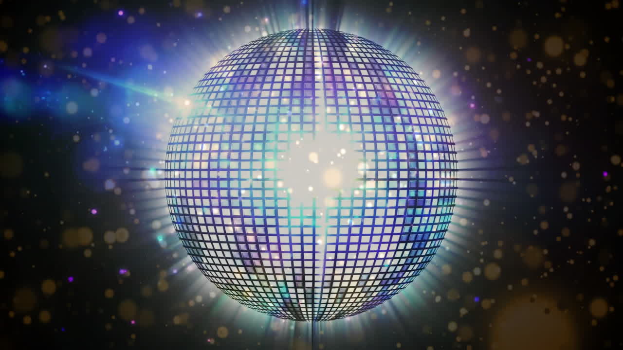 bola de discoteca giratoria con animación de luces brillantes, creando una vibrante atmósfera de fiesta