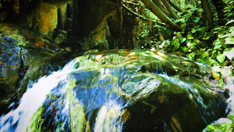 sehr schöner wasserfall mit sonnenlicht, das durch die baumblätter in algerien fließt