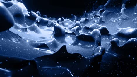 animación suave de gradiente negro líquido en 4k. superficie de pintura brillante como fondo elegante con bucles abstractos. brillos en líquido viscoso con salpicaduras 3d en la superficie como gotas. monocromo