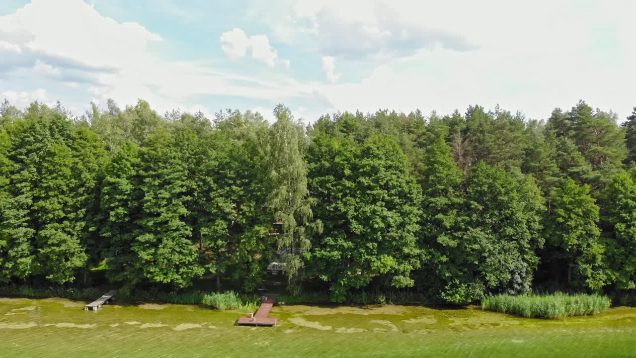 береговая линия озера jezioro gwiazdy в borowy młyn в кашубии, померанское воеводство, польша