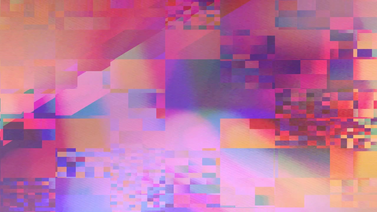 Effetto glitch digitale astratto con motivi geometrici vivaci e colorati
