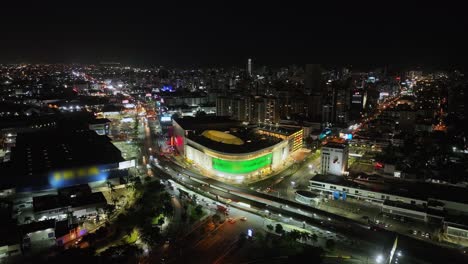 Agora-Mall-in-Santo-Domingo-town-center-at-night,-Dominican-Republic