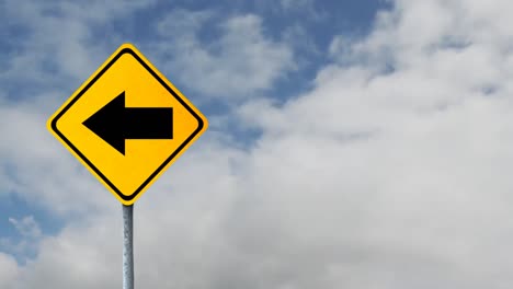 Animation-of--yellow-road-sign-with-the-sky-in-the-background