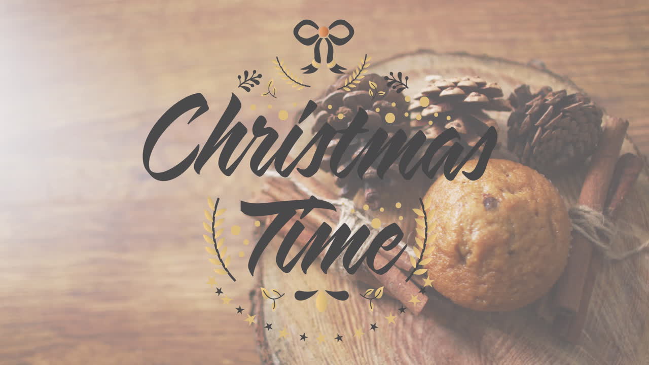 크리스마스 축하 문자의 애니메이션 크리스마스 장식 위에 텍스트