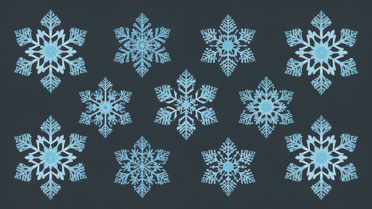 Displaying 15 snowflakes staying centered on dark slate, particles appearing, falling for holiday