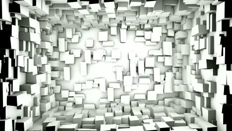 abstract cubes room, 3d animation, 4k