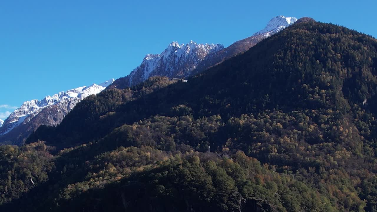 Aerial view of the stunning Alps in Italy showcasing majestic mountains