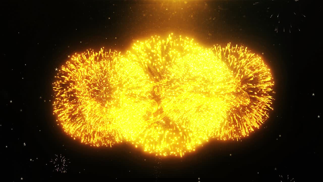 Islamic Calligraphy with Fireworks and Moon