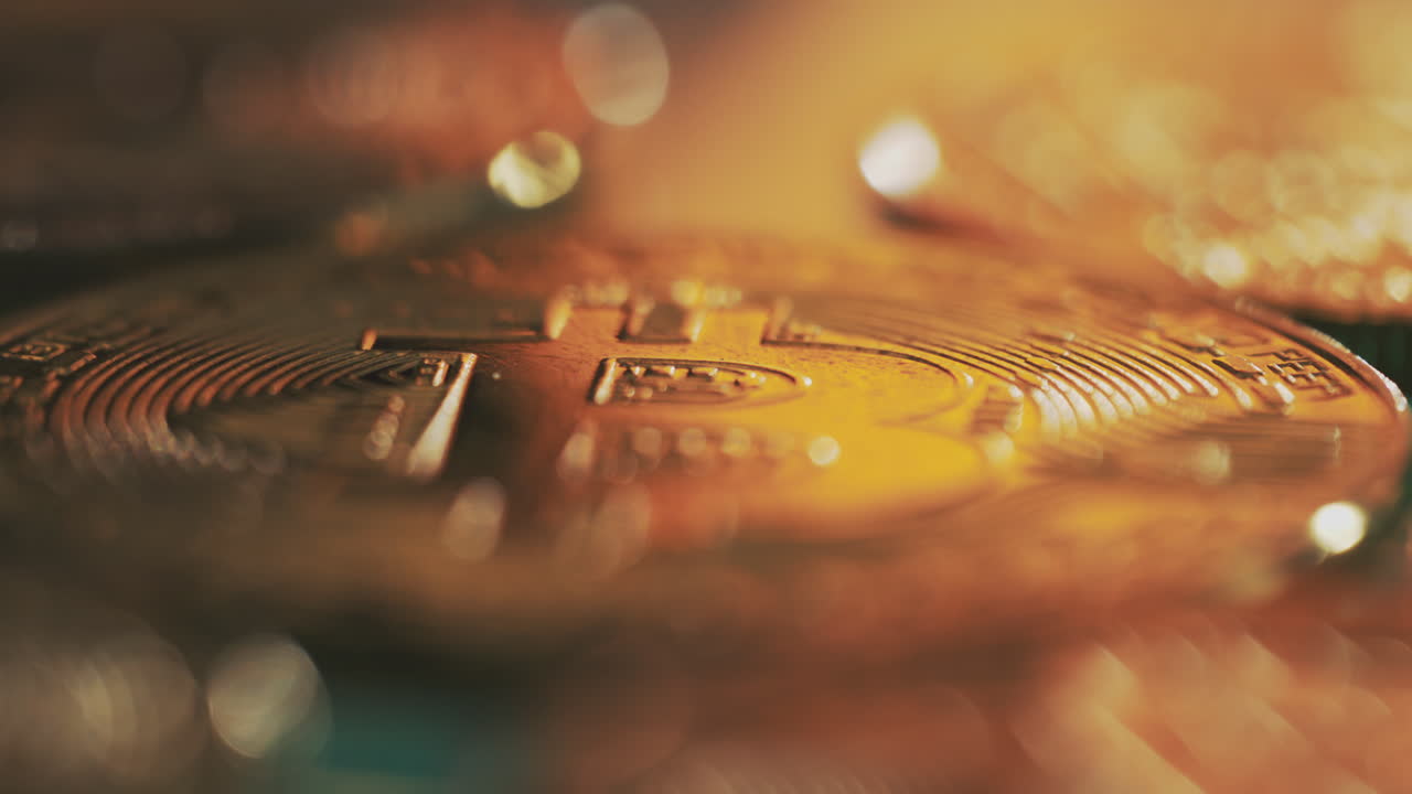 monedas de bitcoin de cerca