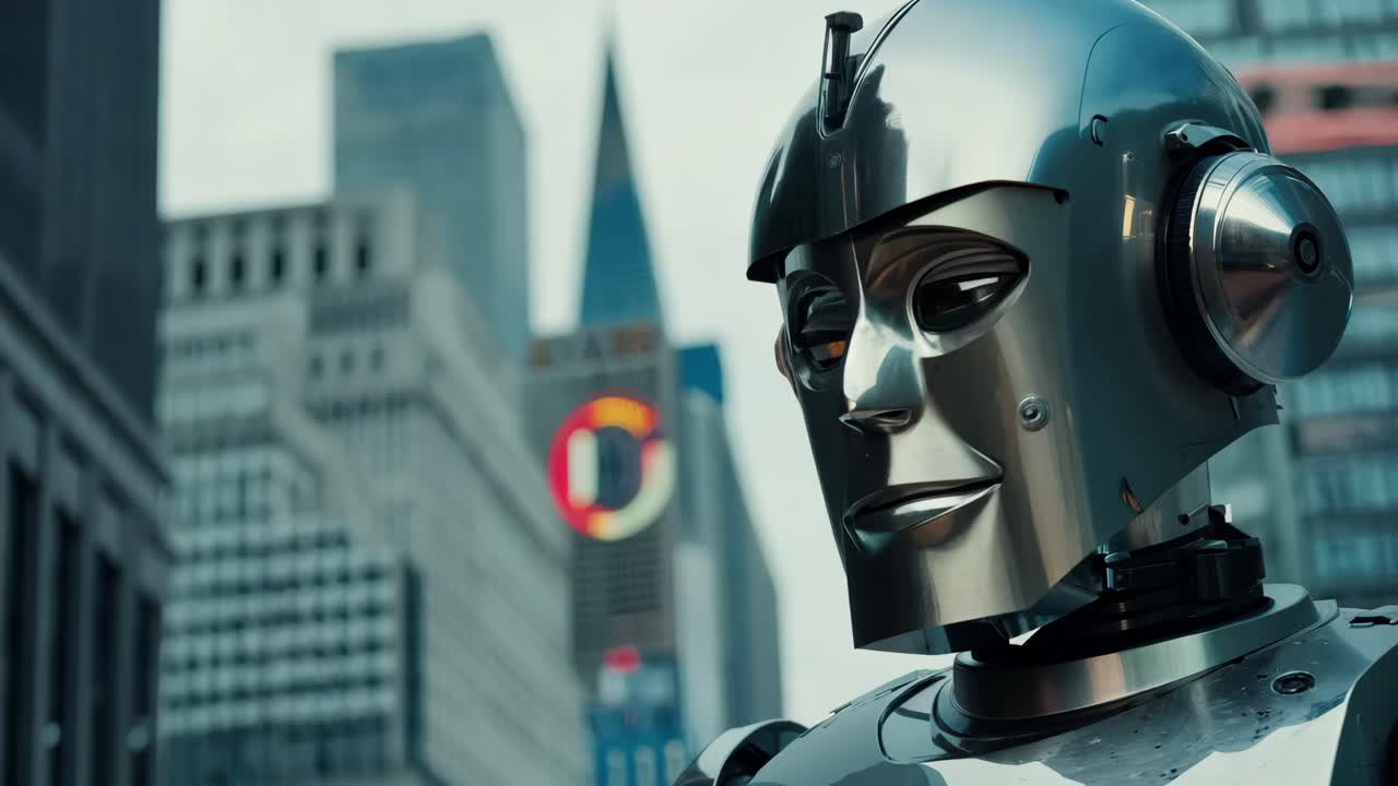 robot en un paisaje urbano