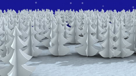 animation of snow falling over fir trees and winter scenery