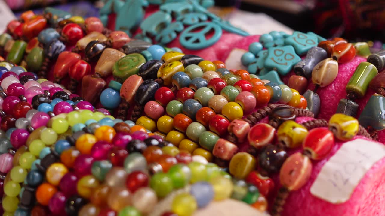 Colorful Beaded Bracelets on Display