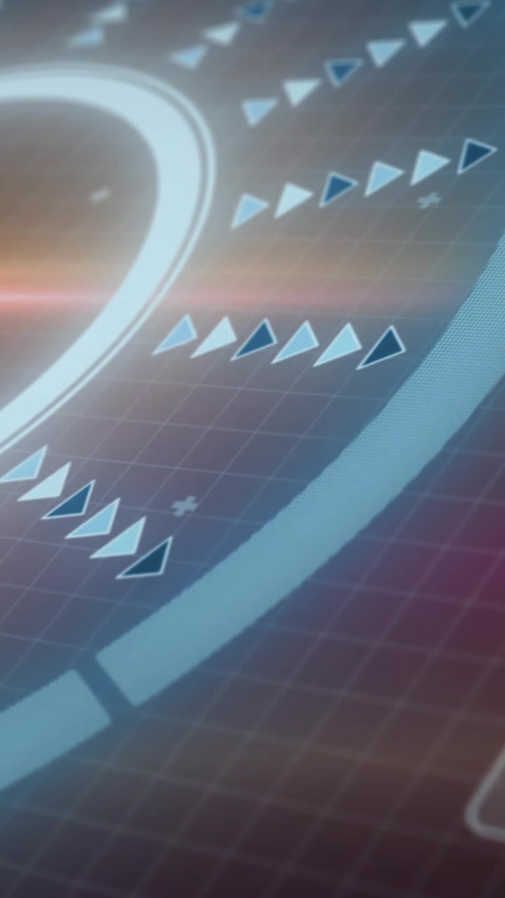 Animation of data processing over light trails on purple background