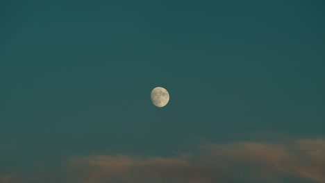 waxing gibbous moon against the blue sky. - wide shot