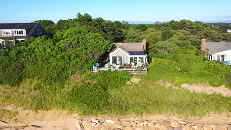 imágenes aéreas de drones de cape cod revelan marismas y casas en el bosque rodeadas de árboles