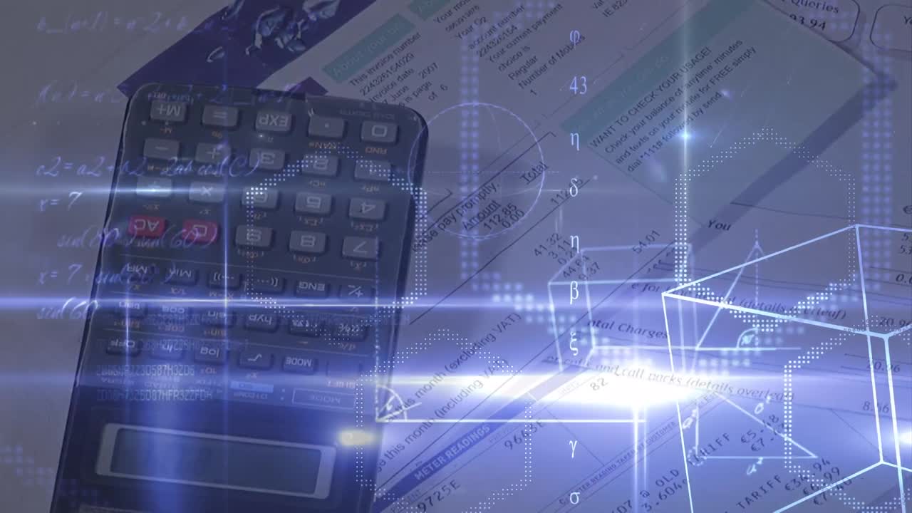 animación de formas y símbolos a mano con una calculadora