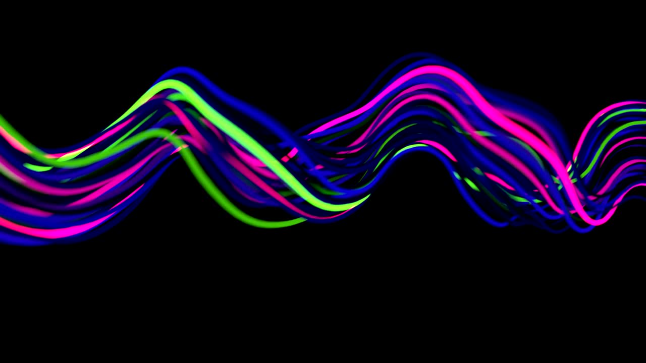 4k líneas onduladas de neón abstractas.