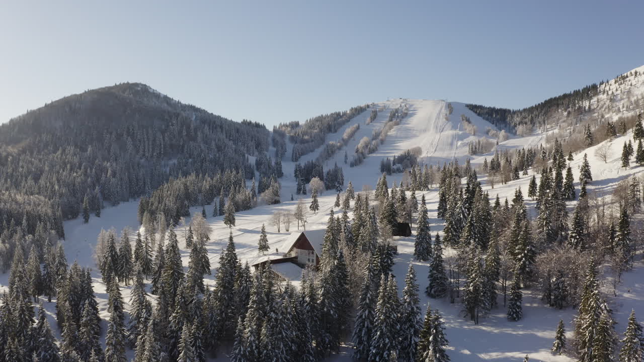 Snowy Mountain Ski Resort Landscape
