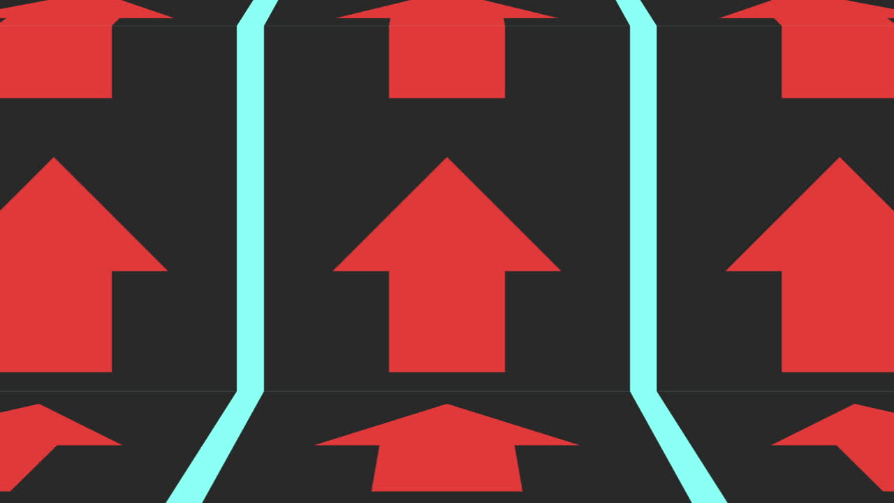 Zig-zag pattern of red arrows pointing in different directions