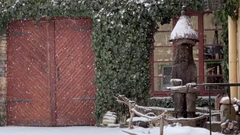 Heavy-Snowfall-Blanketing-the-Charming-Old-Town-Vilnius,-Lithuania