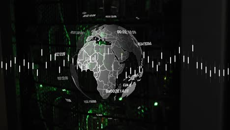 Animación-Del-Globo-Y-Gráficos-Sobre-Fondo-Negro