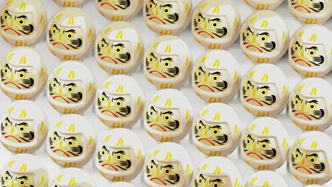 muñecas daruma blancas en fondo blanco. animación de bucle capaz para el fondo.