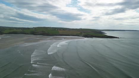 Inchidoney-beach-near-Clonakilty,-West-Cork,-an-aerial-panorama-over-coastal-Ireland