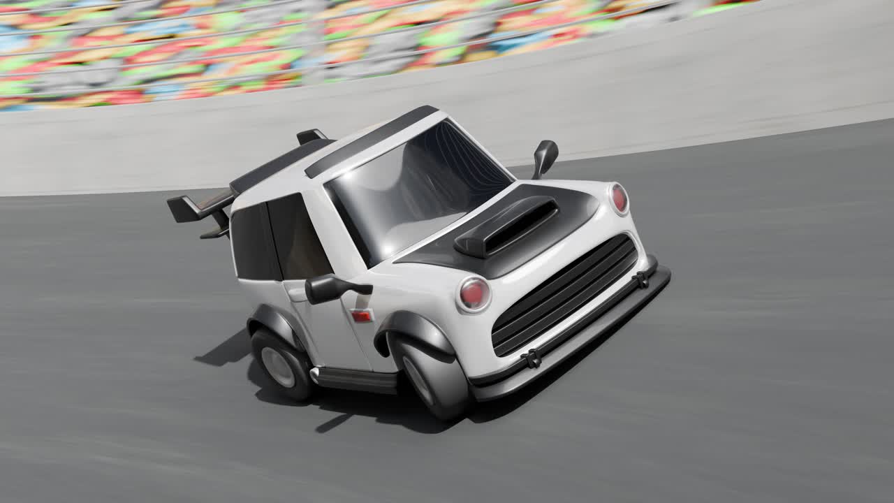 Cartoon car on a race track