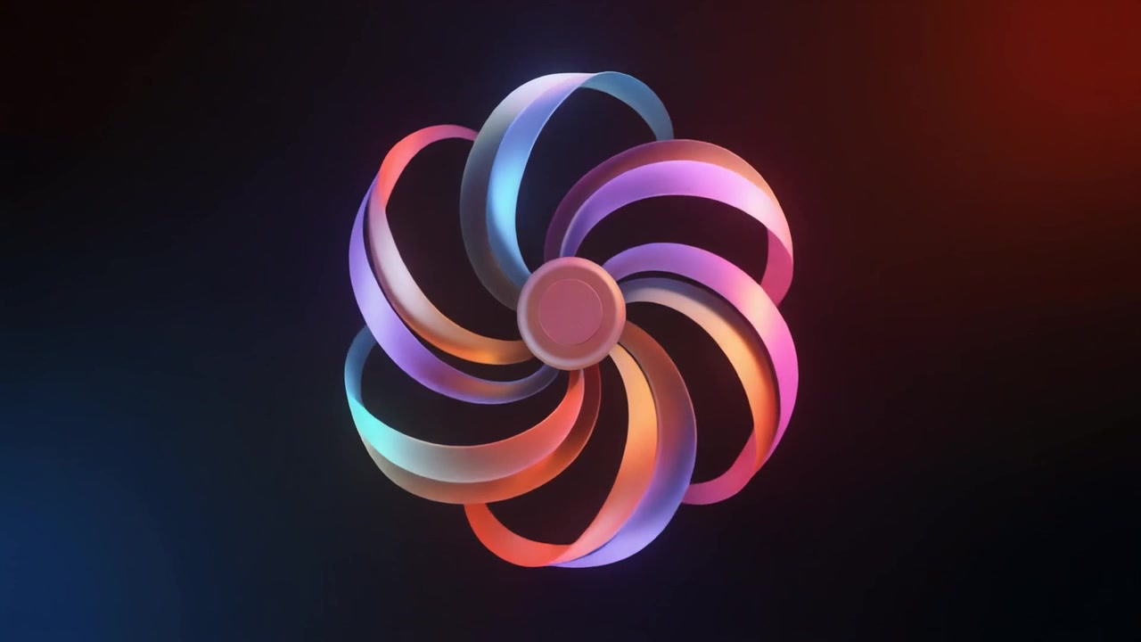 Abstract 3D Rotating Colorful Ribbon Flower Animation