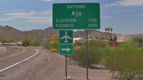 street sign for ajo, arizona. entrance to city